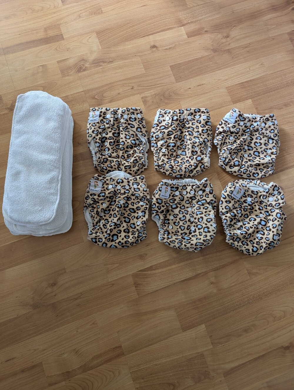 Kawaii Cloth Diaper Lot Bundle All In One Leopard Blue Tan Brown